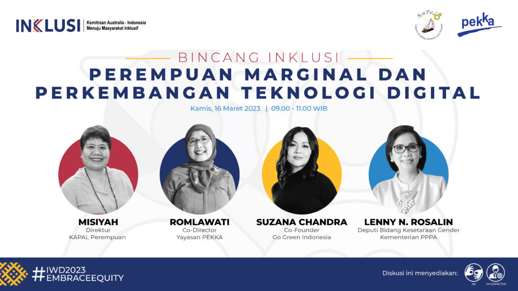 Poster Bincang INKLUSI: "Perempuan Marginal dan Perkembangan Teknologi Digital"